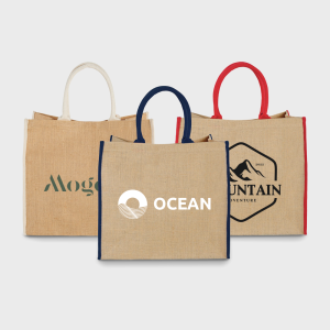 Tassen 18 Jute draagtas met gekleurde accenten