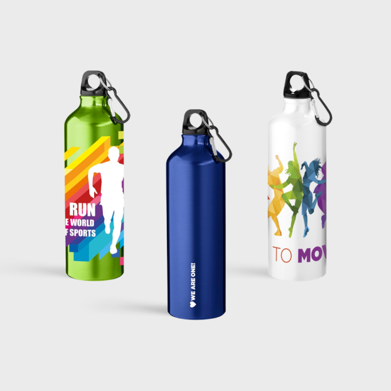 Aluminium waterfles met sleutelring en karabijnhaak | 770 ml