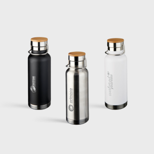 Koper vacuÃ¼m geÃ¯soleerde fles met houten detail schroefdeksel | 480 ml