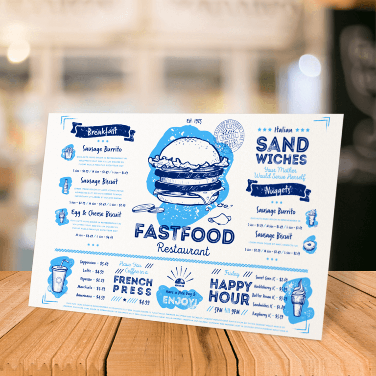 Menukaarten kunststof