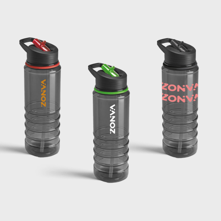 Zwarte bidon met flexibel rietje